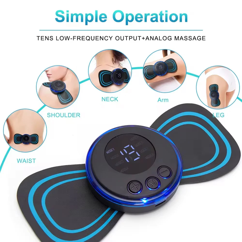 Masajeador Cervical Eléctrico Mini - Parche Estimulador EMS de Microcorriente para Cuello y Espalda