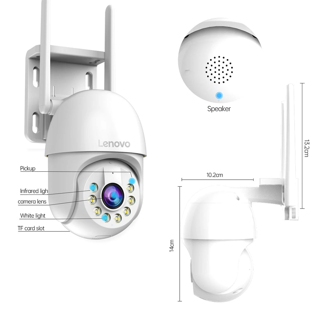 Cámara PTZ WiFi Lenovo Exterior 5MP - Zoom Digital 5x, Seguimiento Automático ONVIF y Vigilancia CCTV IP