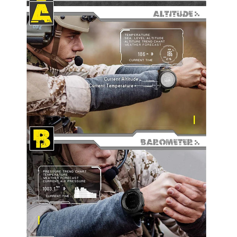 NORTH EDGE Reloj Digital Deportivo para Hombre - Altímetro, Barómetro, Brújula, Resistente 50m